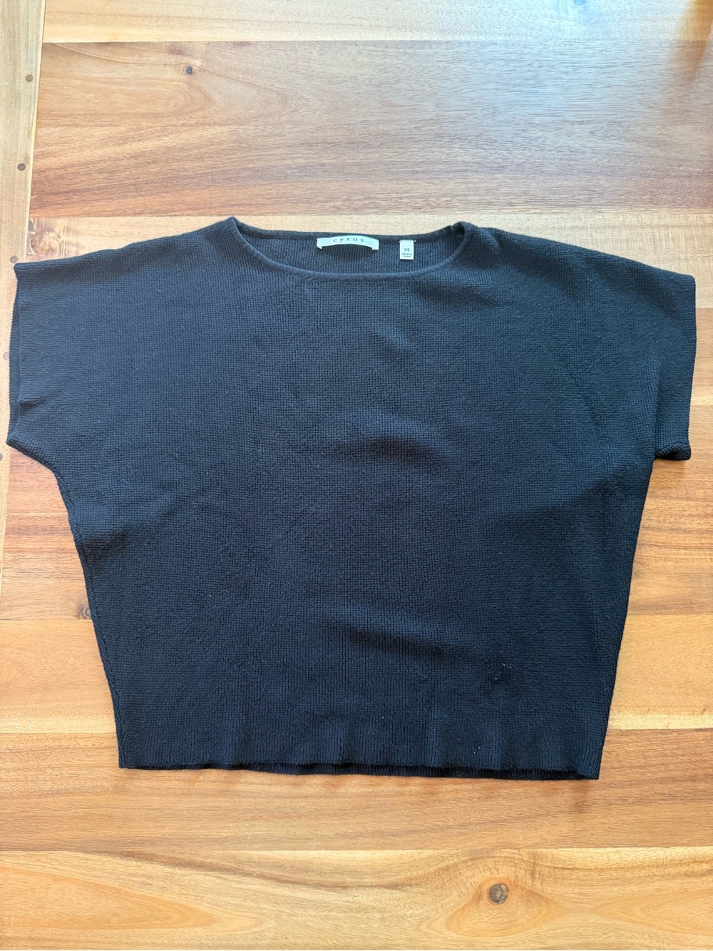Cyrus Black Boxy Short Sleeve Knit Top